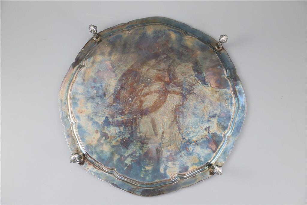 A modern silver shaped circular salver, by Viners Ltd, 40 oz.